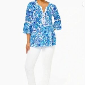 NWT Lilly Pulitzer Hollie Tunic in Shell Me You Love Me Print Size L